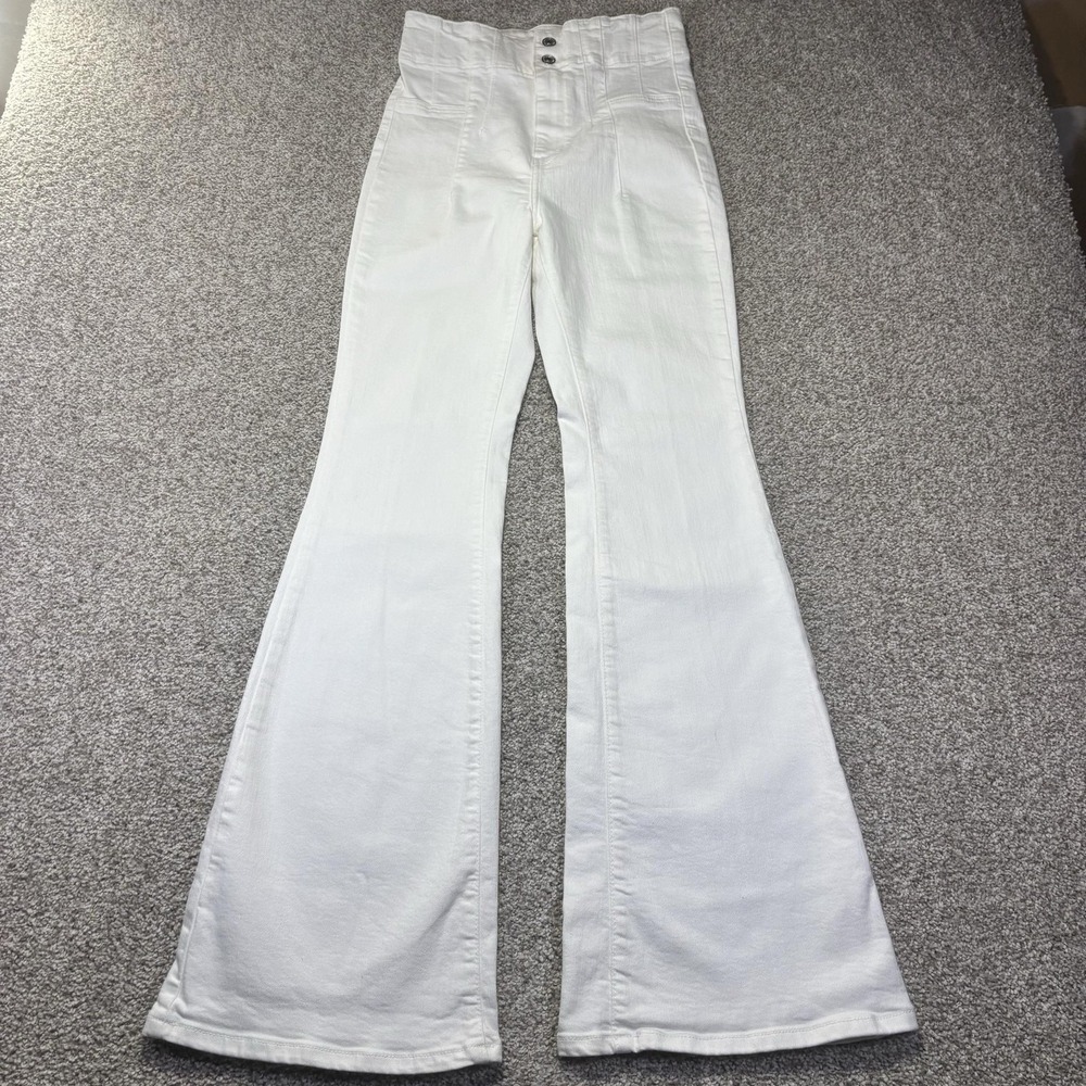 We The Free Flare Jeans Womens 29 White High Rise Wide Leg Denim Pants